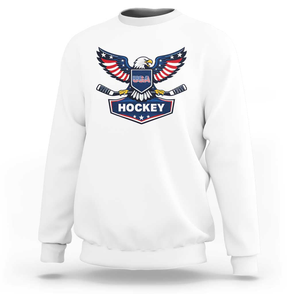 Screaming American Eagle Hockey Pride Graphic Sweatshirt Proud USA Ice Sticks Sports Fan