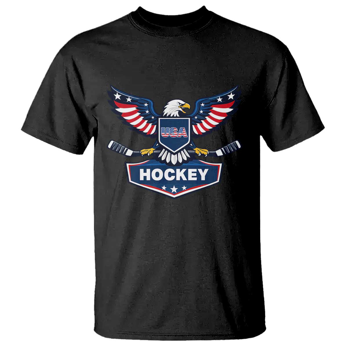 Screaming American Eagle Hockey Pride Graphic T Shirt Proud USA Ice Sticks Sports Fan