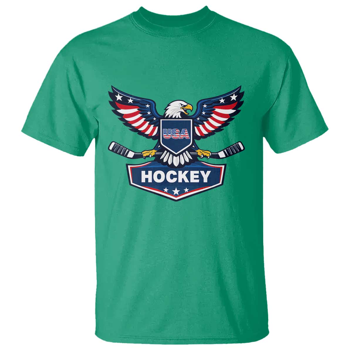 Screaming American Eagle Hockey Pride Graphic T Shirt Proud USA Ice Sticks Sports Fan