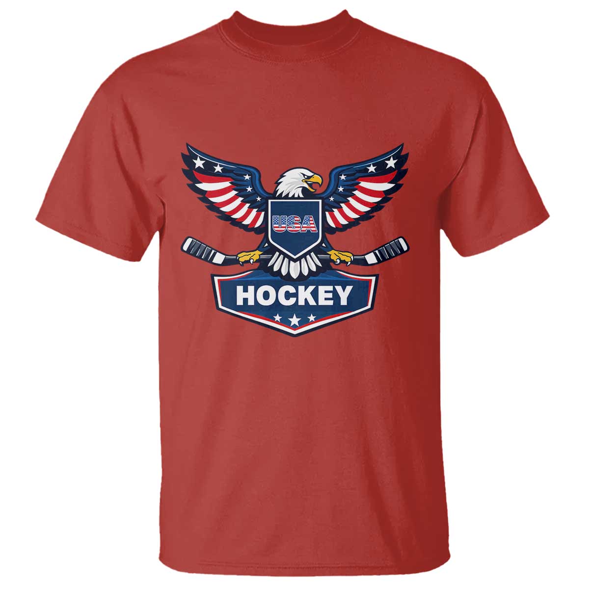 Screaming American Eagle Hockey Pride Graphic T Shirt Proud USA Ice Sticks Sports Fan
