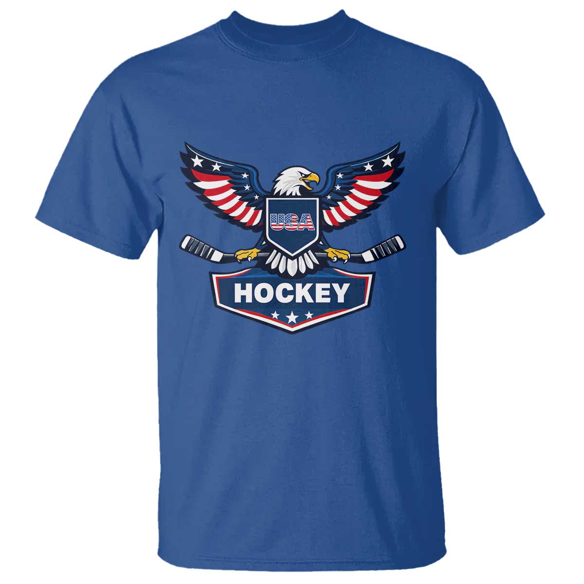 Screaming American Eagle Hockey Pride Graphic T Shirt Proud USA Ice Sticks Sports Fan