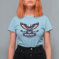 Screaming American Eagle Hockey Pride Graphic T Shirt For Women Proud USA Ice Sticks Sports Fan