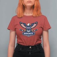 Screaming American Eagle Hockey Pride Graphic T Shirt For Women Proud USA Ice Sticks Sports Fan