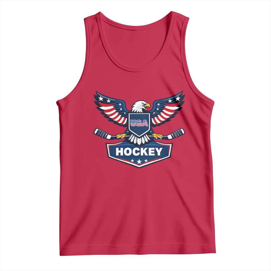 Screaming American Eagle Hockey Pride Graphic Tank Top Proud USA Ice Sticks Sports Fan