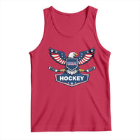 Screaming American Eagle Hockey Pride Graphic Tank Top Proud USA Ice Sticks Sports Fan