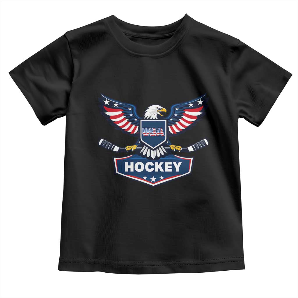 Screaming American Eagle Hockey Pride Graphic Toddler T Shirt Proud USA Ice Sticks Sports Fan