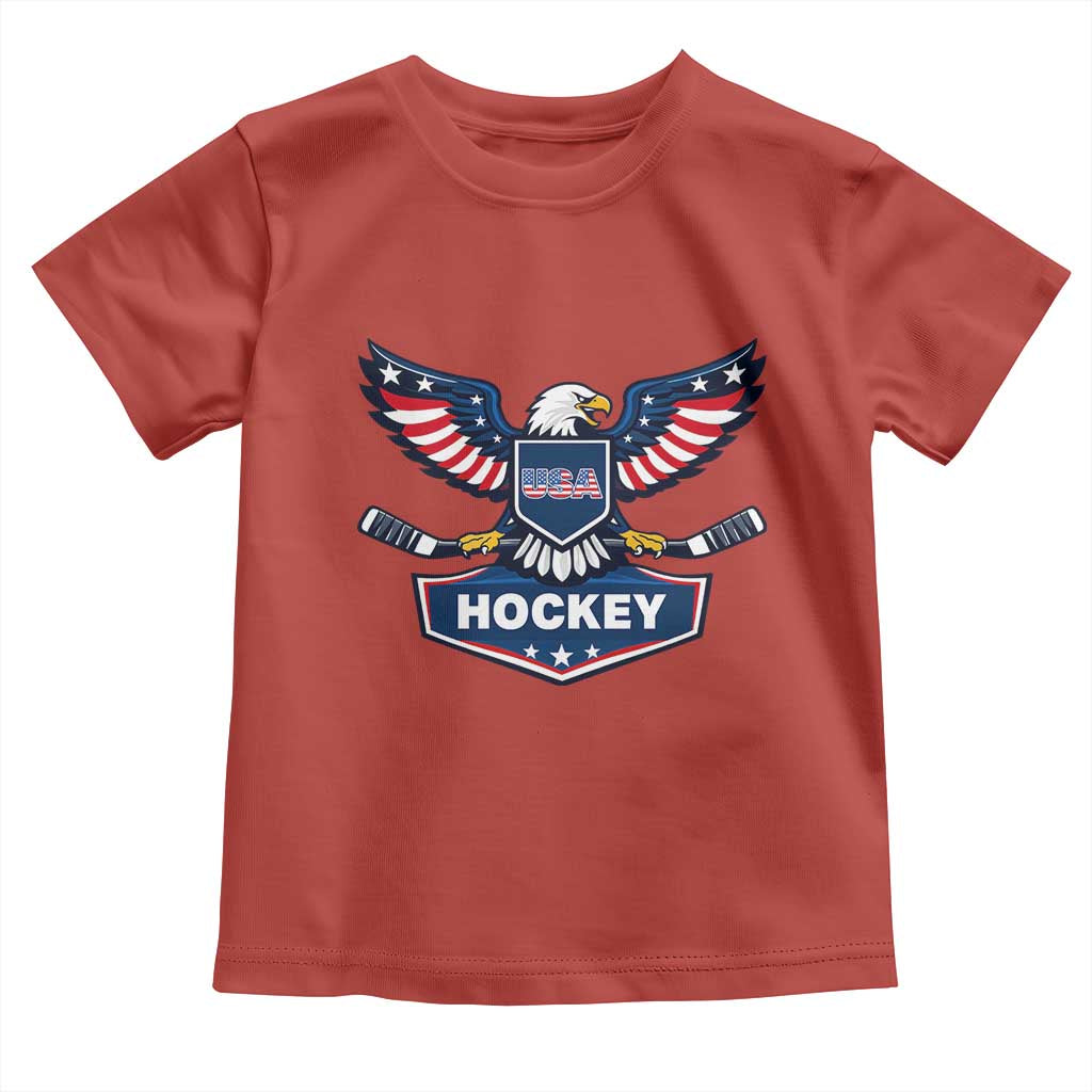 Screaming American Eagle Hockey Pride Graphic Toddler T Shirt Proud USA Ice Sticks Sports Fan