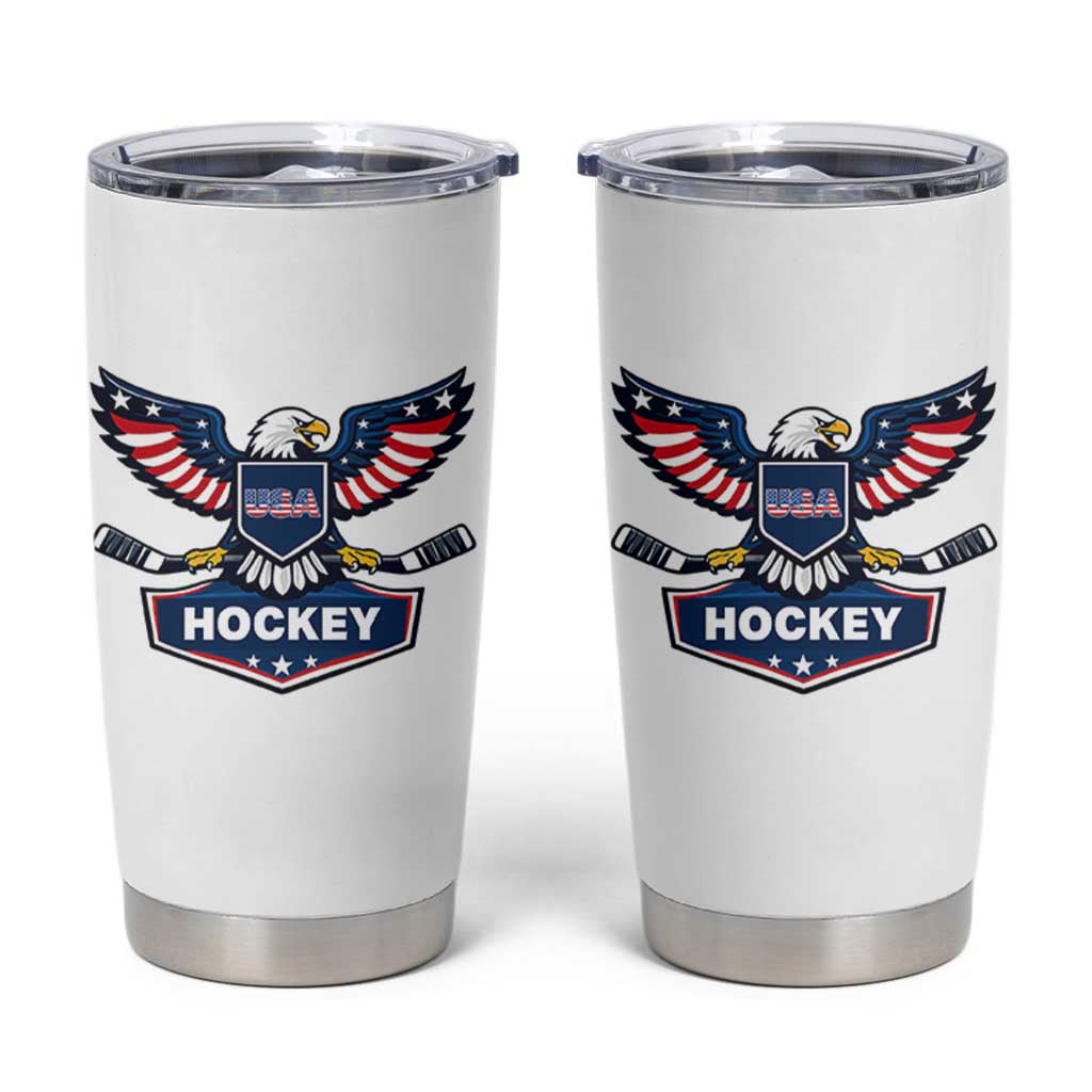 Screaming American Eagle Hockey Pride Graphic Tumbler Cup Proud USA Ice Sticks Sports Fan