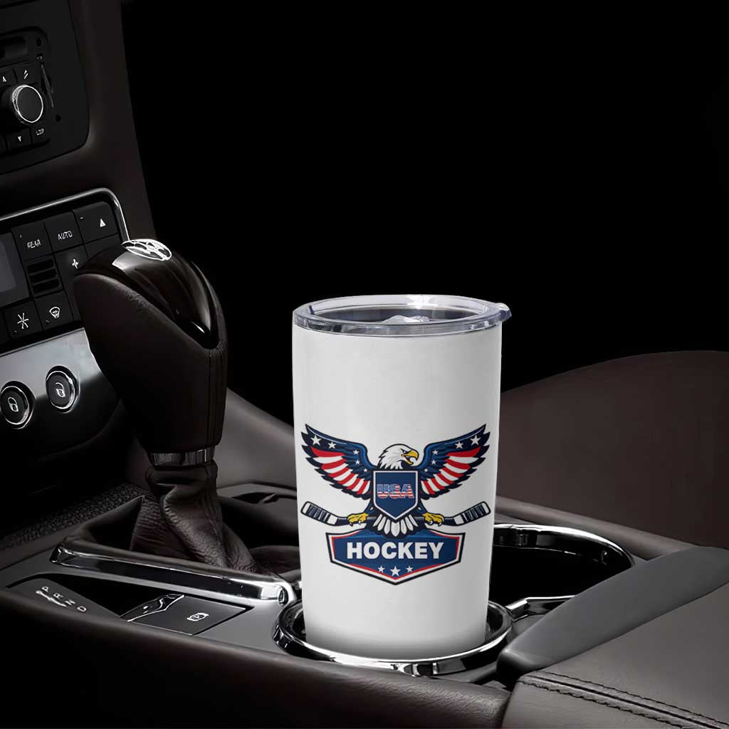Screaming American Eagle Hockey Pride Graphic Tumbler Cup Proud USA Ice Sticks Sports Fan