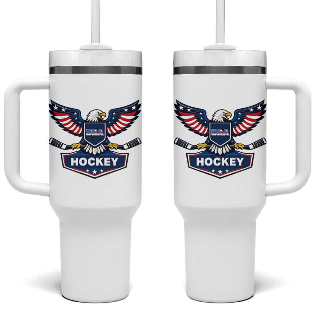 Screaming American Eagle Hockey Pride Graphic Tumbler With Handle Proud USA Ice Sticks Sports Fan