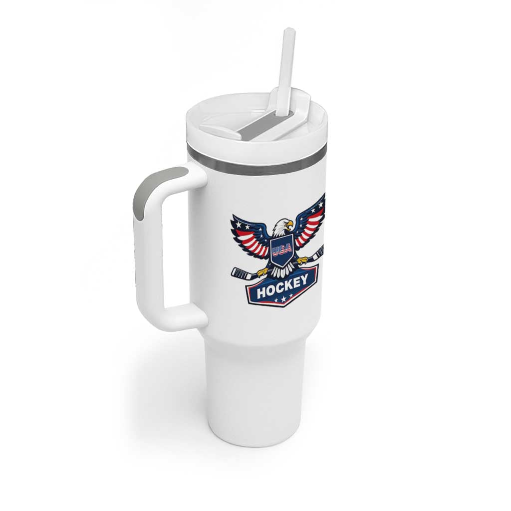 Screaming American Eagle Hockey Pride Graphic Tumbler With Handle Proud USA Ice Sticks Sports Fan