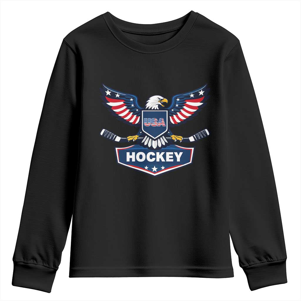Screaming American Eagle Hockey Pride Graphic Youth Sweatshirt Proud USA Ice Sticks Sports Fan