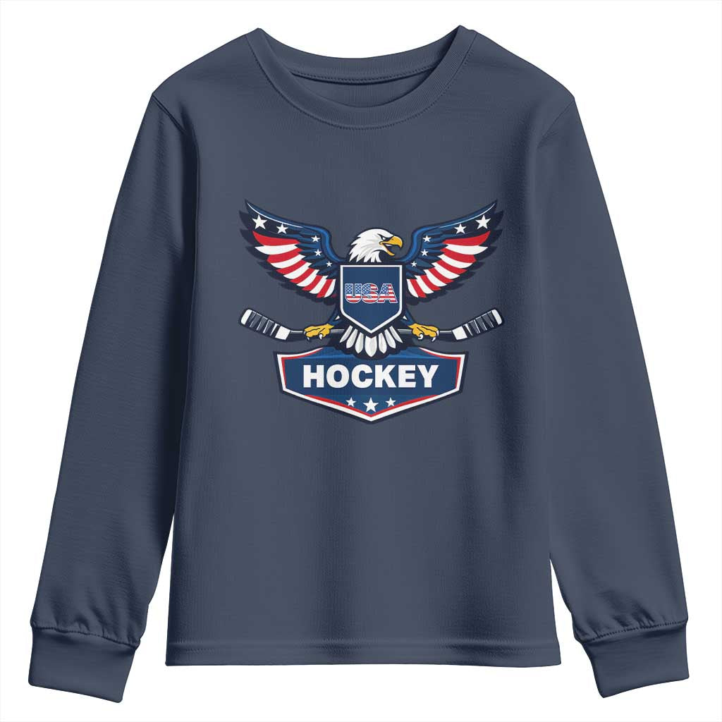 Screaming American Eagle Hockey Pride Graphic Youth Sweatshirt Proud USA Ice Sticks Sports Fan