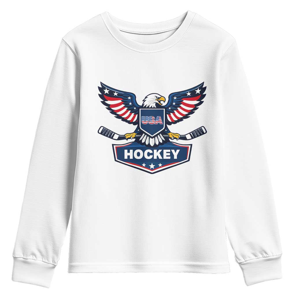 Screaming American Eagle Hockey Pride Graphic Youth Sweatshirt Proud USA Ice Sticks Sports Fan