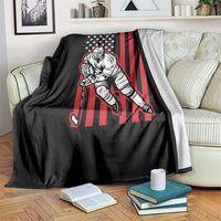 Patriotic American Flag Ice Hockey Player Throw Blanket Stars And Stripes Sports Graphic