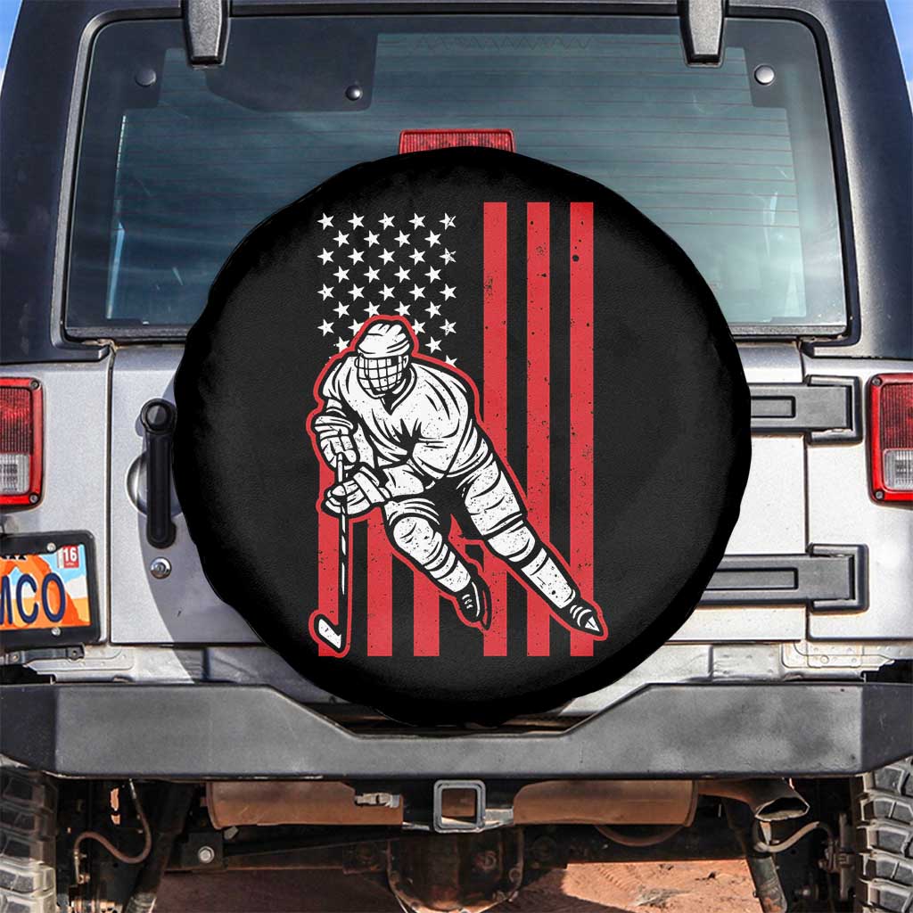 Patriotic American Flag Ice Hockey Player Spare Tire Cover Stars And Stripes Sports Graphic
