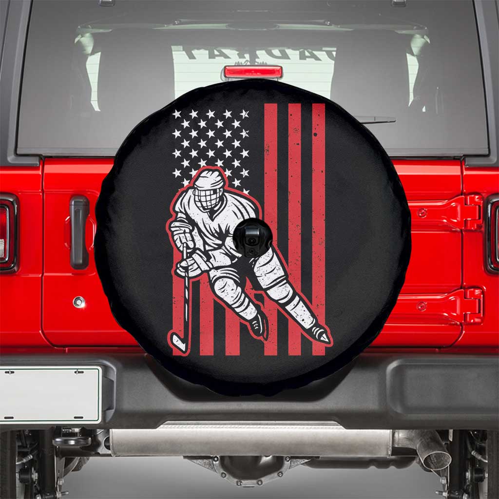 Patriotic American Flag Ice Hockey Player Spare Tire Cover Stars And Stripes Sports Graphic