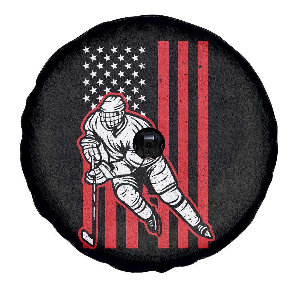 Patriotic American Flag Ice Hockey Player Spare Tire Cover Stars And Stripes Sports Graphic