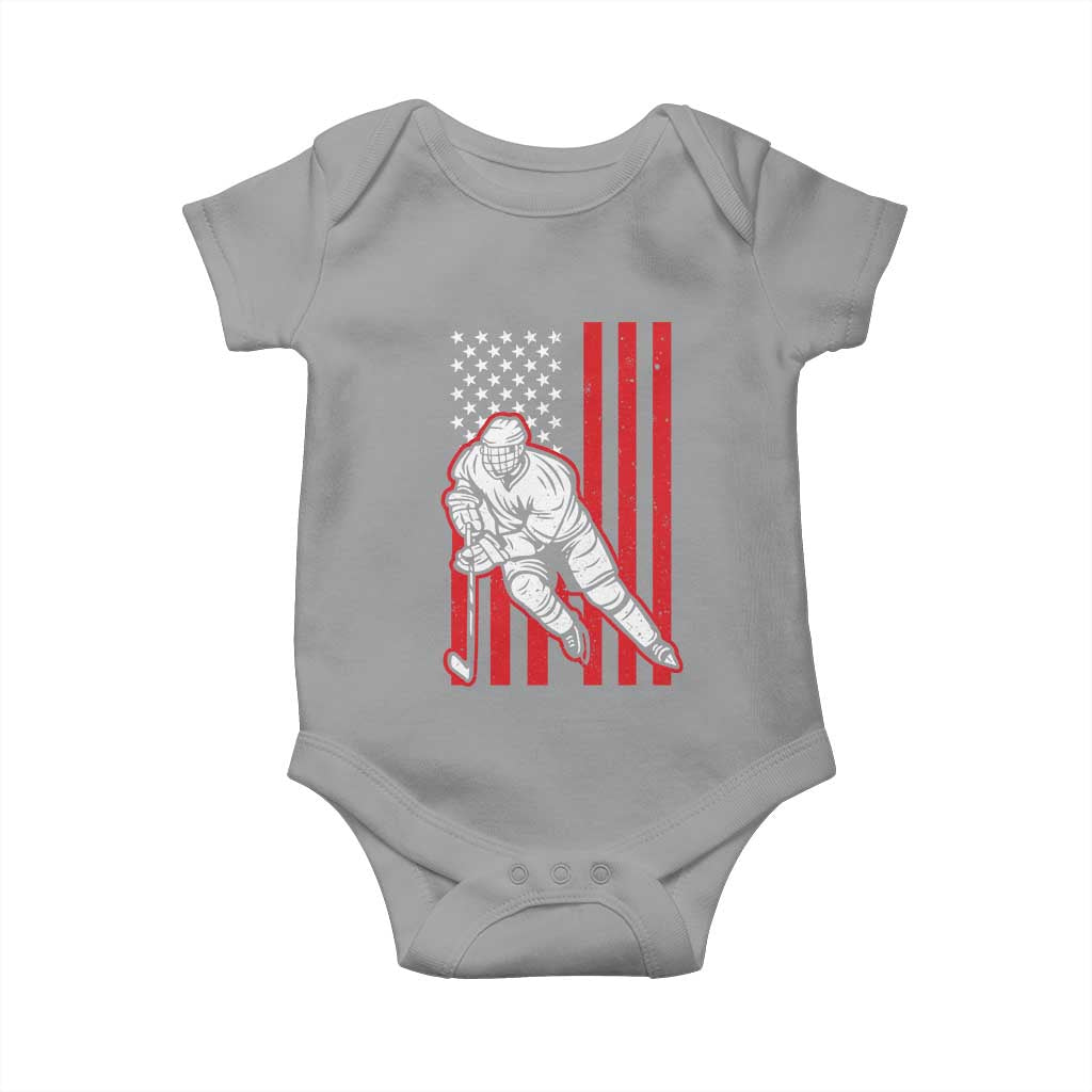 Patriotic American Flag Ice Hockey Player Baby Onesie Stars And Stripes Sports Graphic