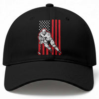 Patriotic American Flag Ice Hockey Player Baseball Cap Stars And Stripes Sports Graphic