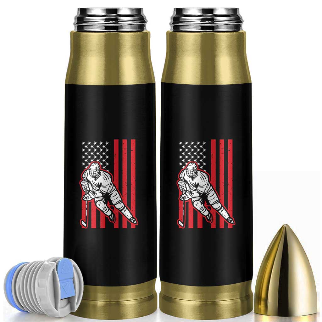 Patriotic American Flag Ice Hockey Player Bullet Tumbler Stars And Stripes Sports Graphic