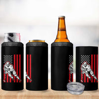 Patriotic American Flag Ice Hockey Player 4 in 1 Can Cooler Tumbler Stars And Stripes Sports Graphic