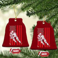 Patriotic American Flag Ice Hockey Player Ceramic Ornament Stars And Stripes Sports Graphic