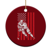 Patriotic American Flag Ice Hockey Player Ceramic Ornament Stars And Stripes Sports Graphic