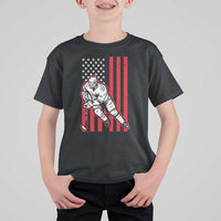 Patriotic American Flag Ice Hockey Player T Shirt For Kid Stars And Stripes Sports Graphic