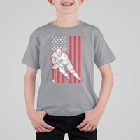 Patriotic American Flag Ice Hockey Player T Shirt For Kid Stars And Stripes Sports Graphic