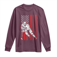 Patriotic American Flag Ice Hockey Player Long Sleeve Shirt Stars And Stripes Sports Graphic