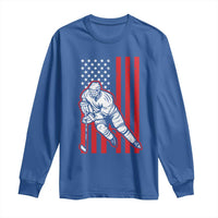 Patriotic American Flag Ice Hockey Player Long Sleeve Shirt Stars And Stripes Sports Graphic