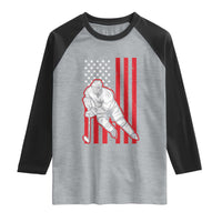 Patriotic American Flag Ice Hockey Player Raglan Shirt Stars And Stripes Sports Graphic