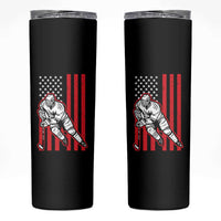 Patriotic American Flag Ice Hockey Player Skinny Tumbler Stars And Stripes Sports Graphic