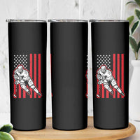 Patriotic American Flag Ice Hockey Player Skinny Tumbler Stars And Stripes Sports Graphic