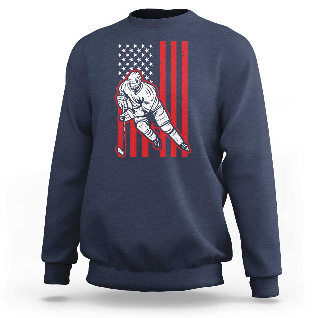 Patriotic American Flag Ice Hockey Player Sweatshirt Stars And Stripes Sports Graphic