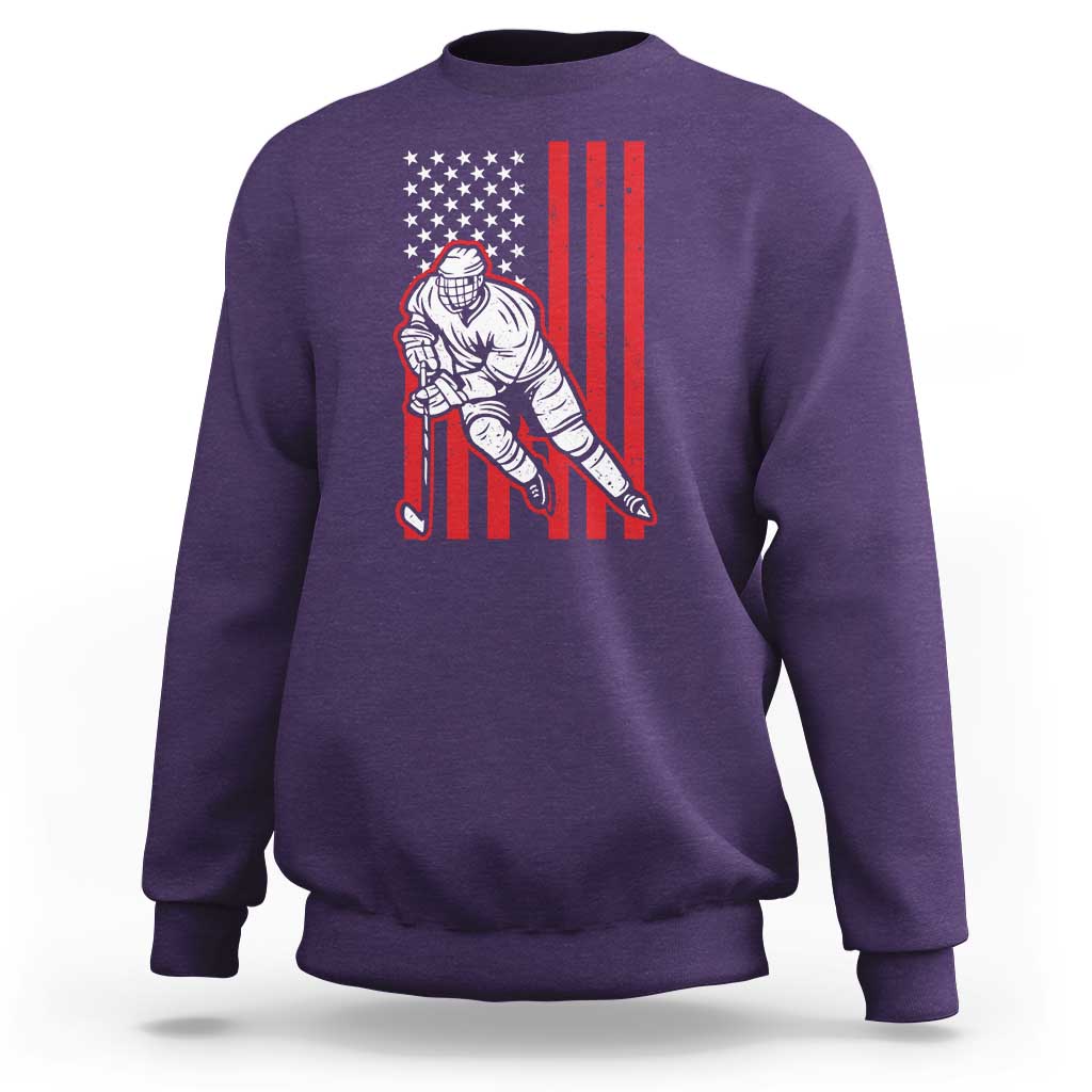 Patriotic American Flag Ice Hockey Player Sweatshirt Stars And Stripes Sports Graphic