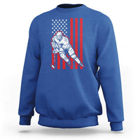 Patriotic American Flag Ice Hockey Player Sweatshirt Stars And Stripes Sports Graphic