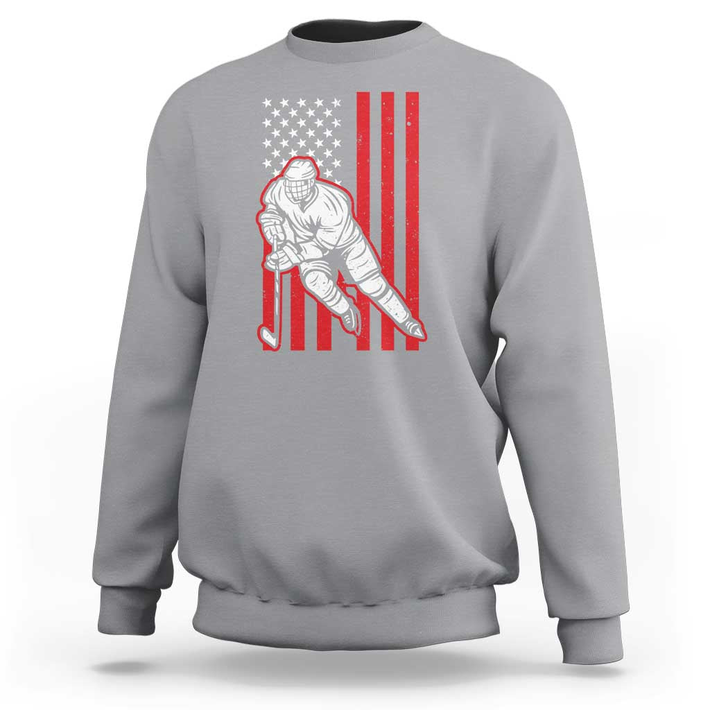 Patriotic American Flag Ice Hockey Player Sweatshirt Stars And Stripes Sports Graphic