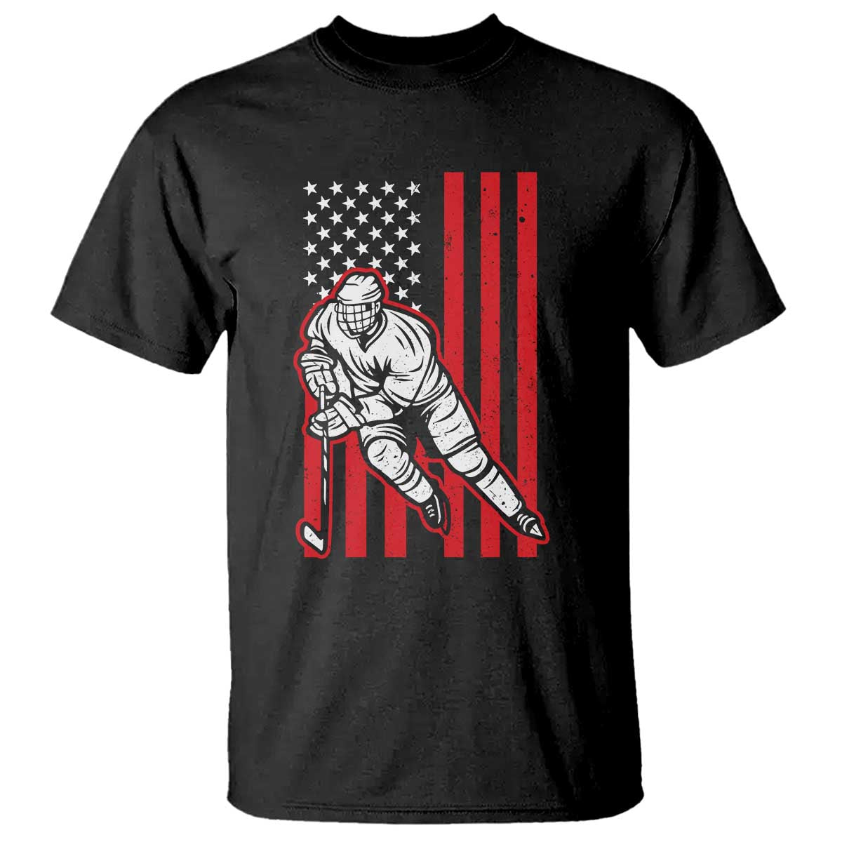 Patriotic American Flag Ice Hockey Player T Shirt Stars And Stripes Sports Graphic