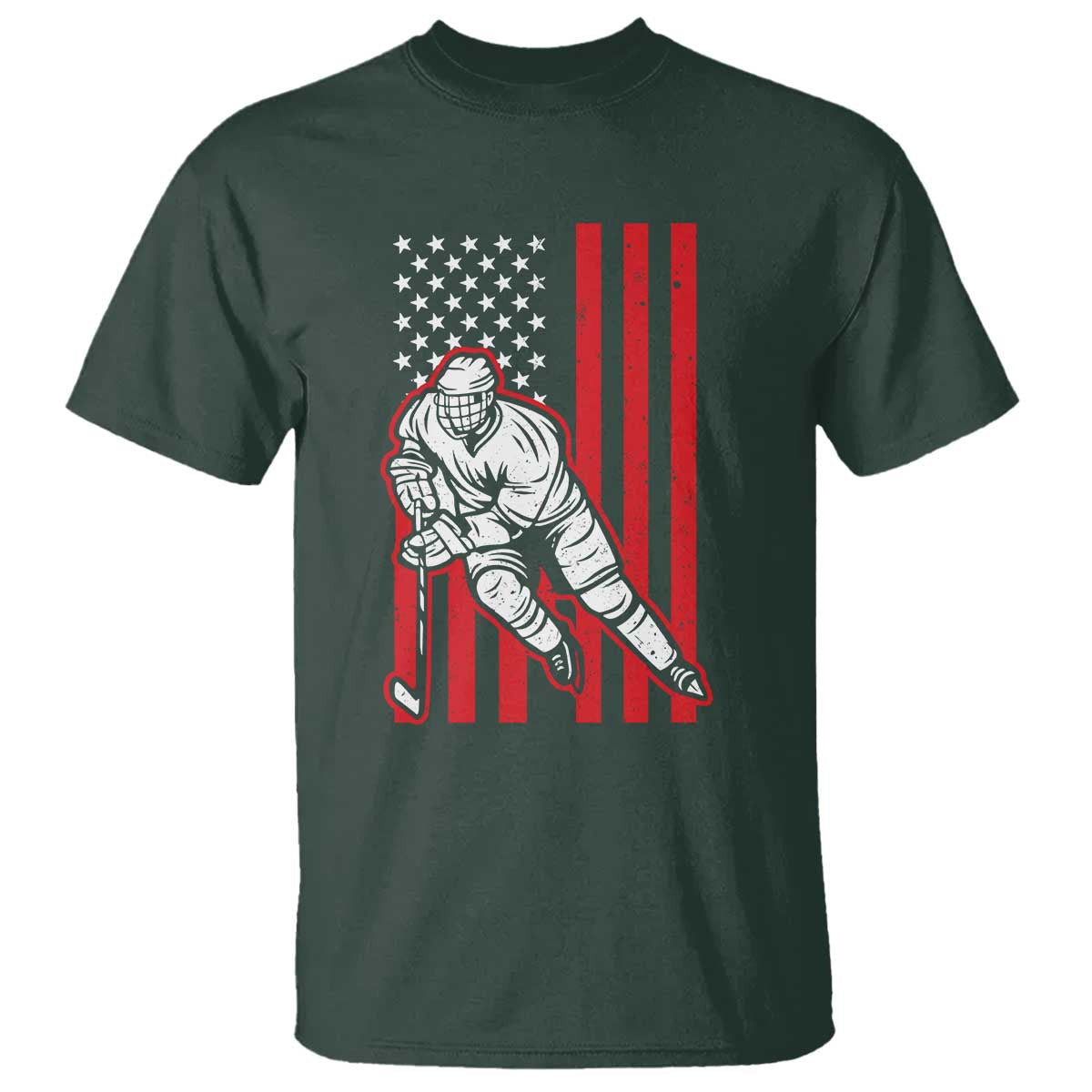 Patriotic American Flag Ice Hockey Player T Shirt Stars And Stripes Sports Graphic