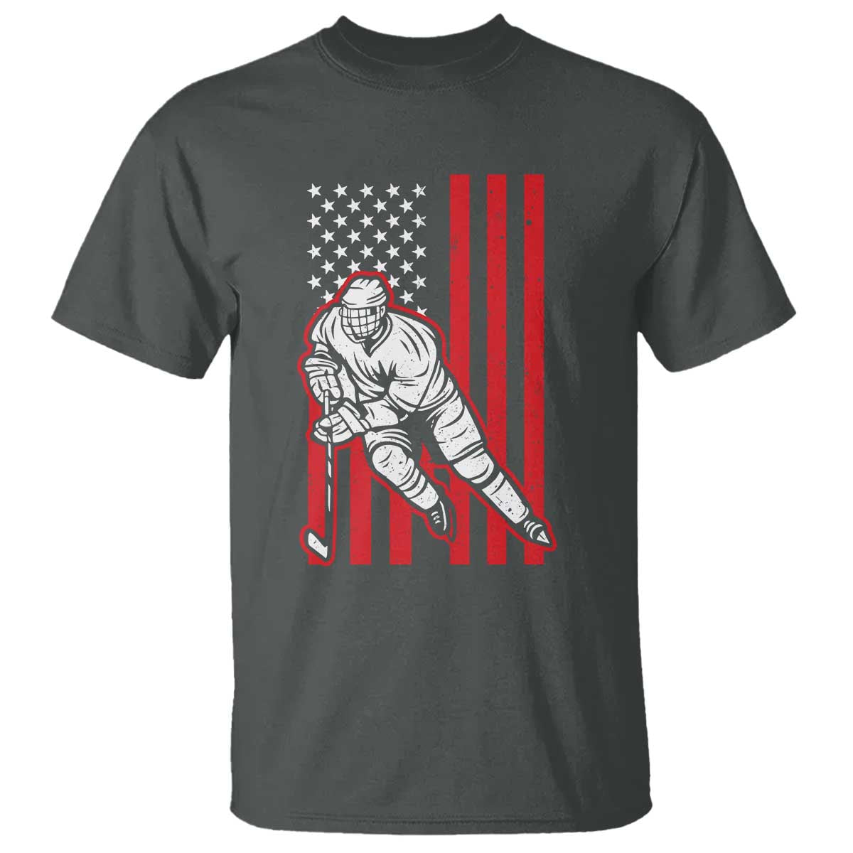 Patriotic American Flag Ice Hockey Player T Shirt Stars And Stripes Sports Graphic