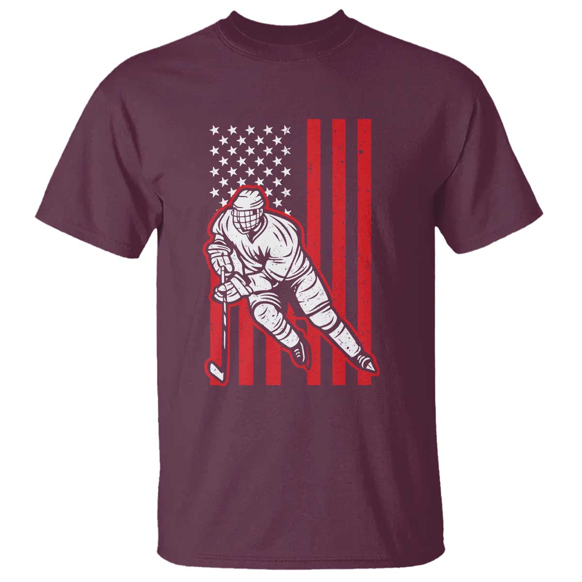Patriotic American Flag Ice Hockey Player T Shirt Stars And Stripes Sports Graphic