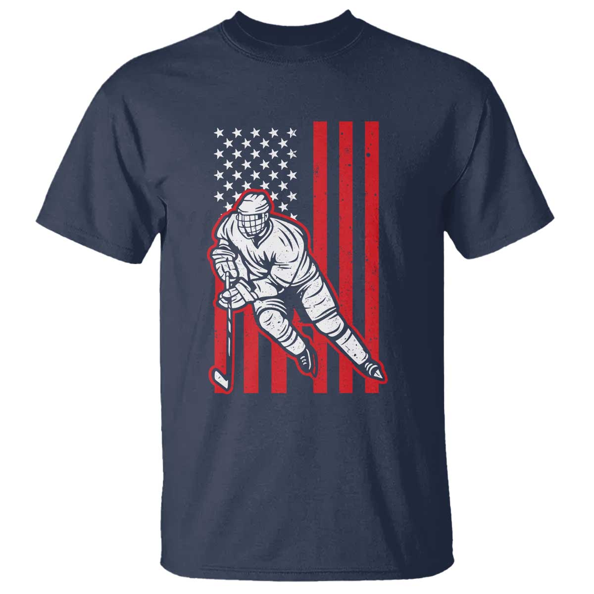 Patriotic American Flag Ice Hockey Player T Shirt Stars And Stripes Sports Graphic