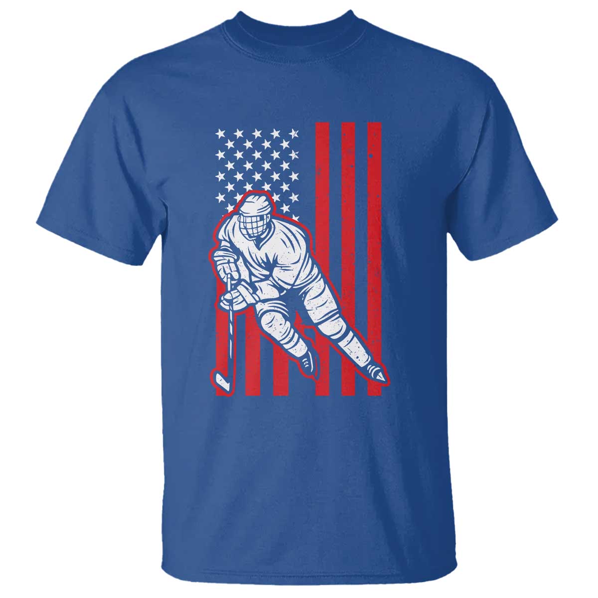 Patriotic American Flag Ice Hockey Player T Shirt Stars And Stripes Sports Graphic