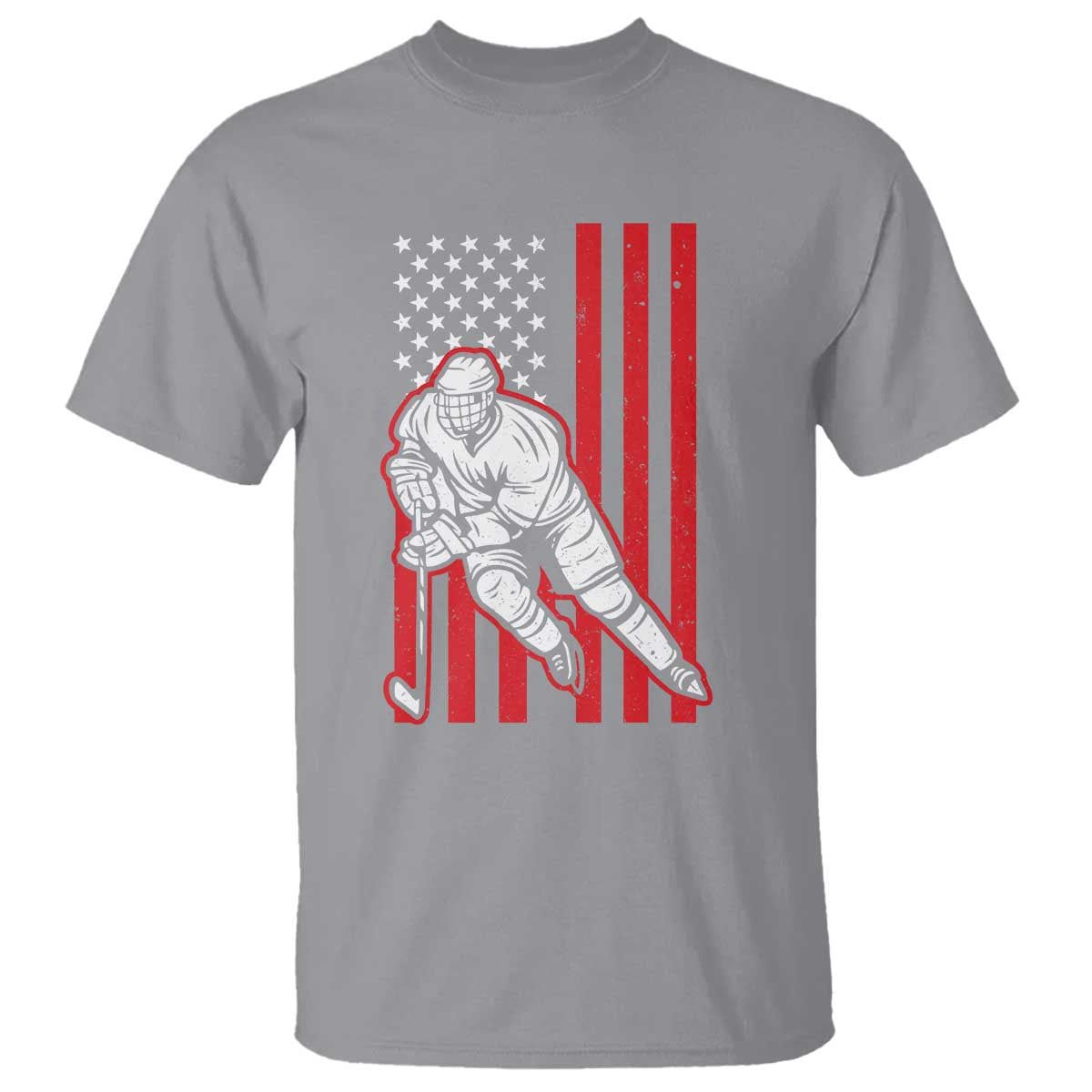 Patriotic American Flag Ice Hockey Player T Shirt Stars And Stripes Sports Graphic