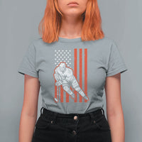 Patriotic American Flag Ice Hockey Player T Shirt For Women Stars And Stripes Sports Graphic