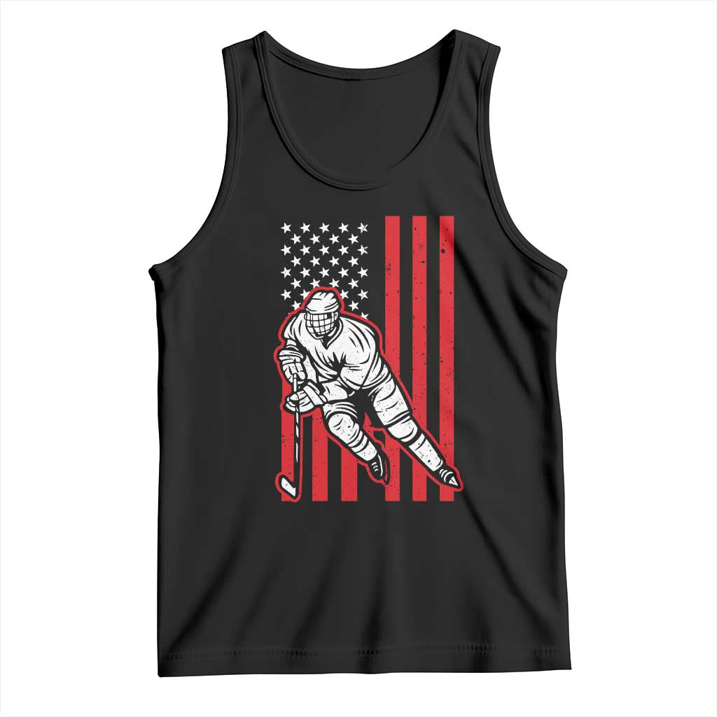 Patriotic American Flag Ice Hockey Player Tank Top Stars And Stripes Sports Graphic