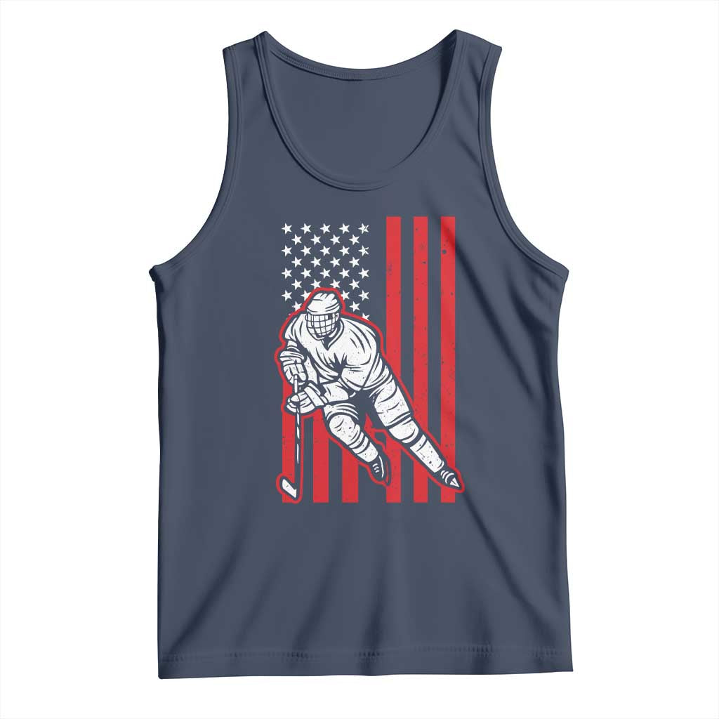 Patriotic American Flag Ice Hockey Player Tank Top Stars And Stripes Sports Graphic