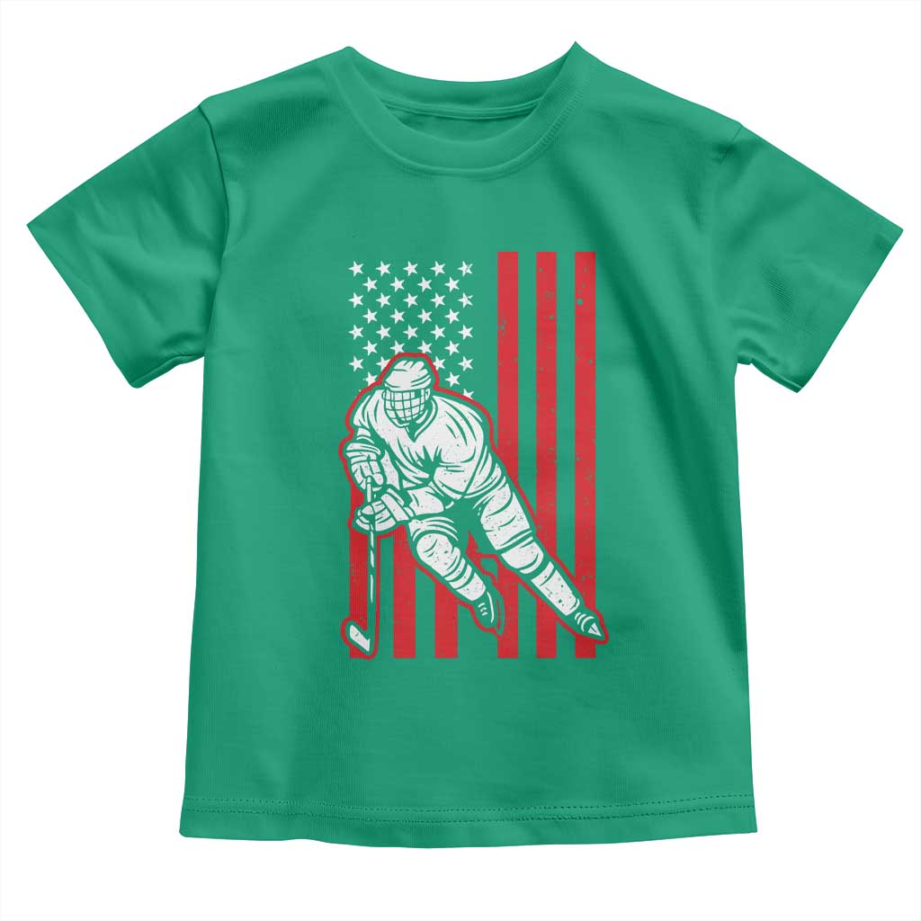 Patriotic American Flag Ice Hockey Player Toddler T Shirt Stars And Stripes Sports Graphic